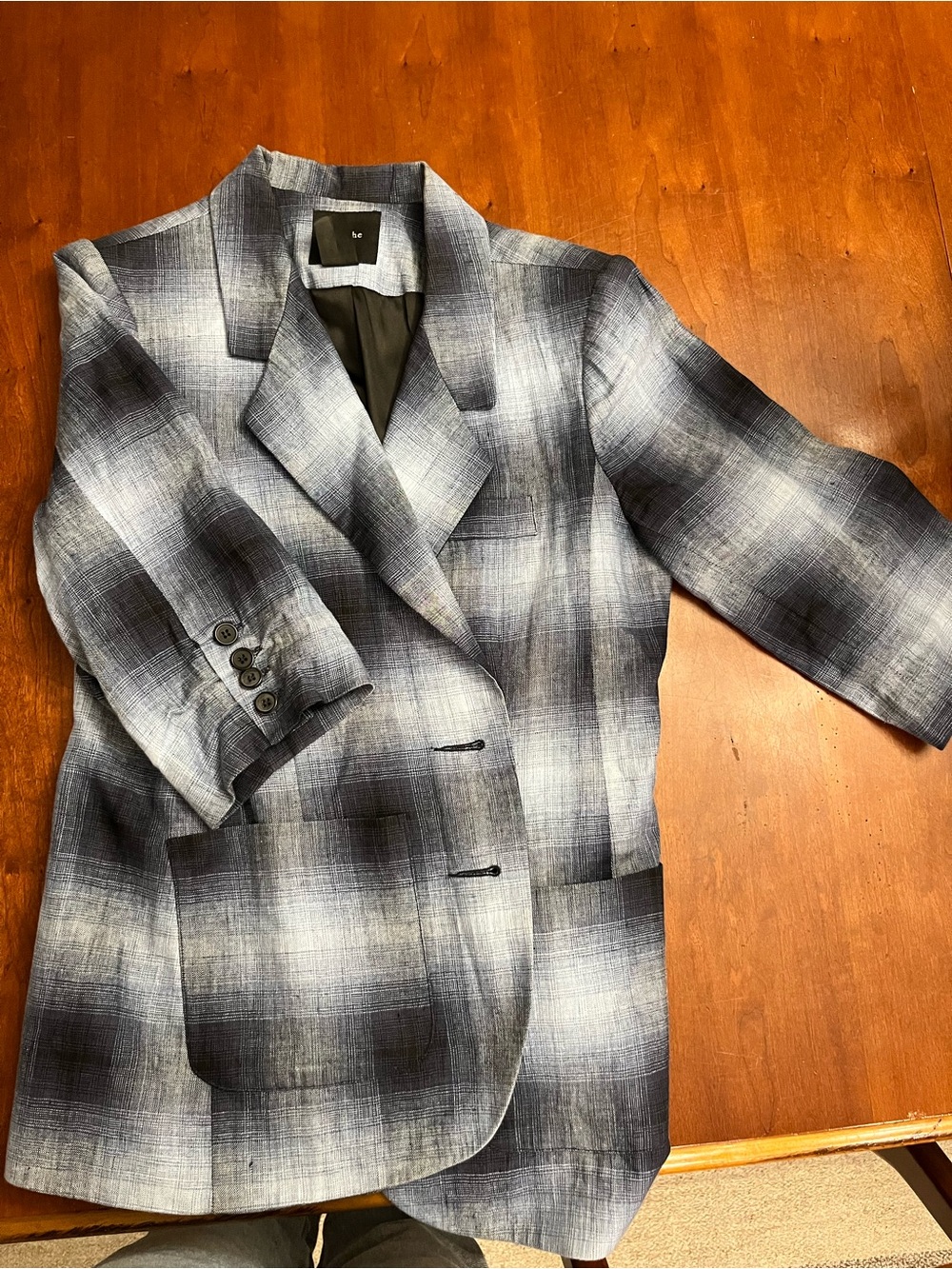 Smythe Linen Plaid Blazer
